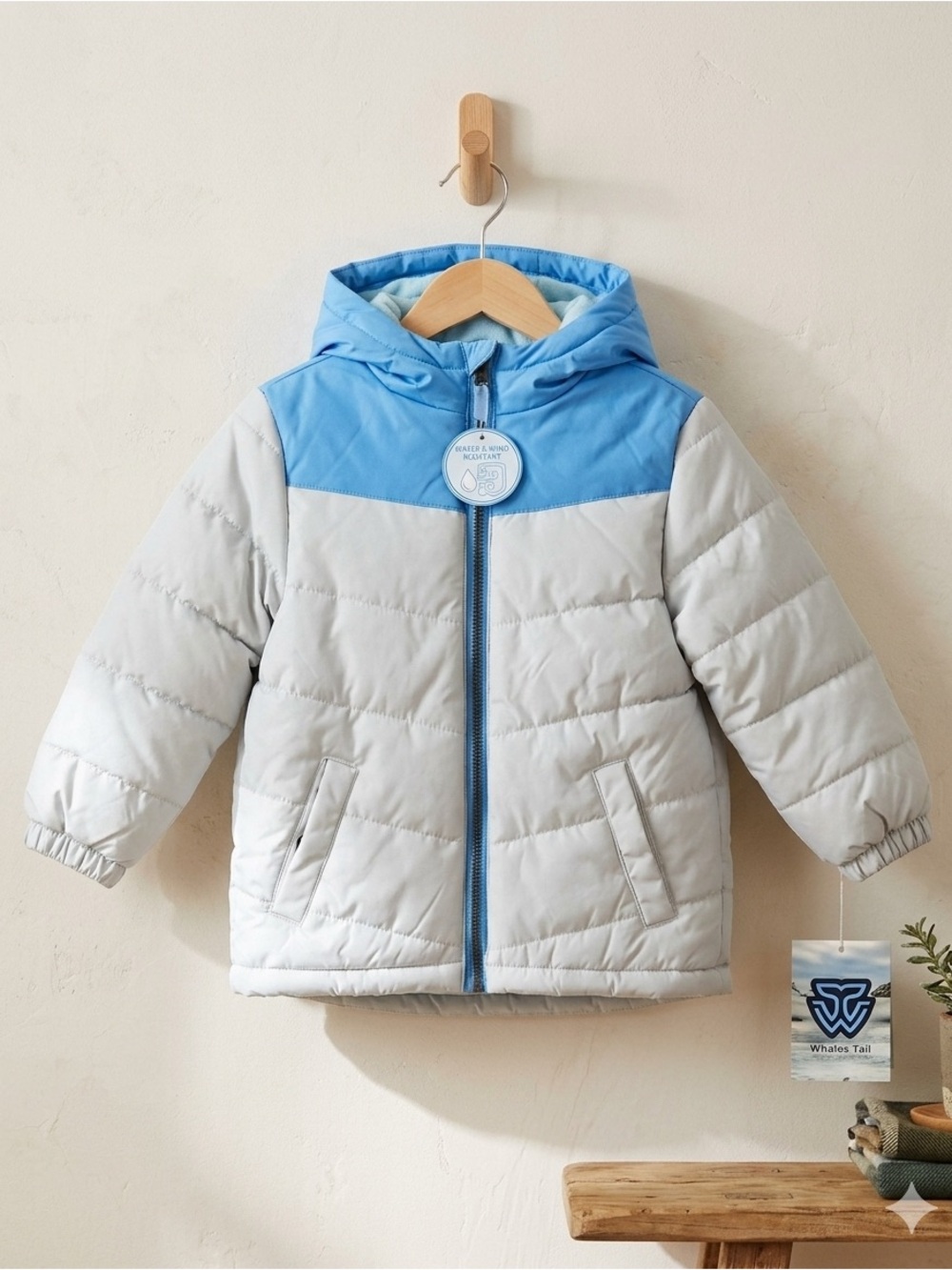 NWT Whales Tail Boys 2T Colorblock Winter Puffer Jacket Coat